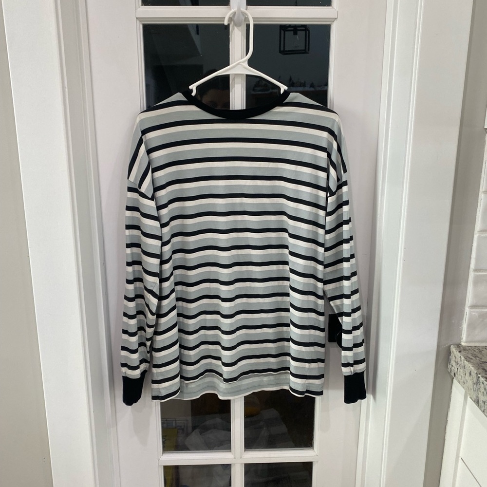 Black White and Grey Striped Long Sleeve Shirt Size 4